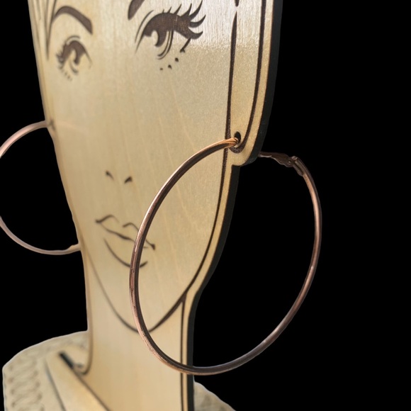 Rose Gold Large 2.5” Hoop Earrings Lever Back Woman’s Fashion Jewelry - Picture 2 of 4